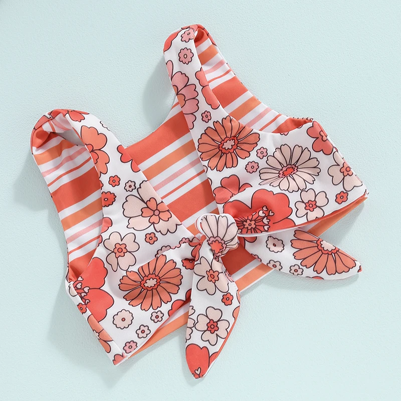 Lioraitiin-bañadores con estampado Floral para bebé y niña, conjunto de Tankini anudado y pantalones cortos elásticos, Bikini a rayas, 2023, 12-20