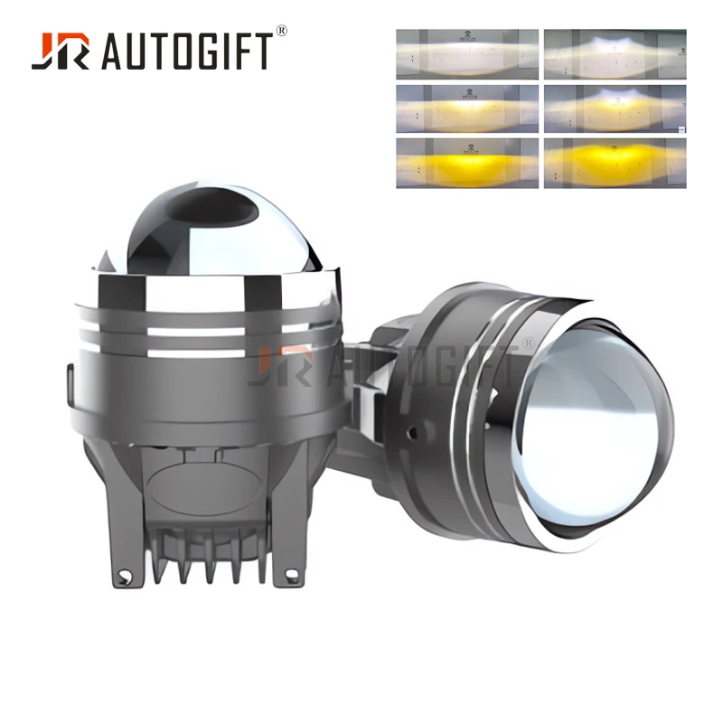 

Tricolor 3.0inch 2.0inch Fog Light Dual Beam White Yellow 3 Color Fog Light Bi-led Projector Len Universal Led Car Headlight
