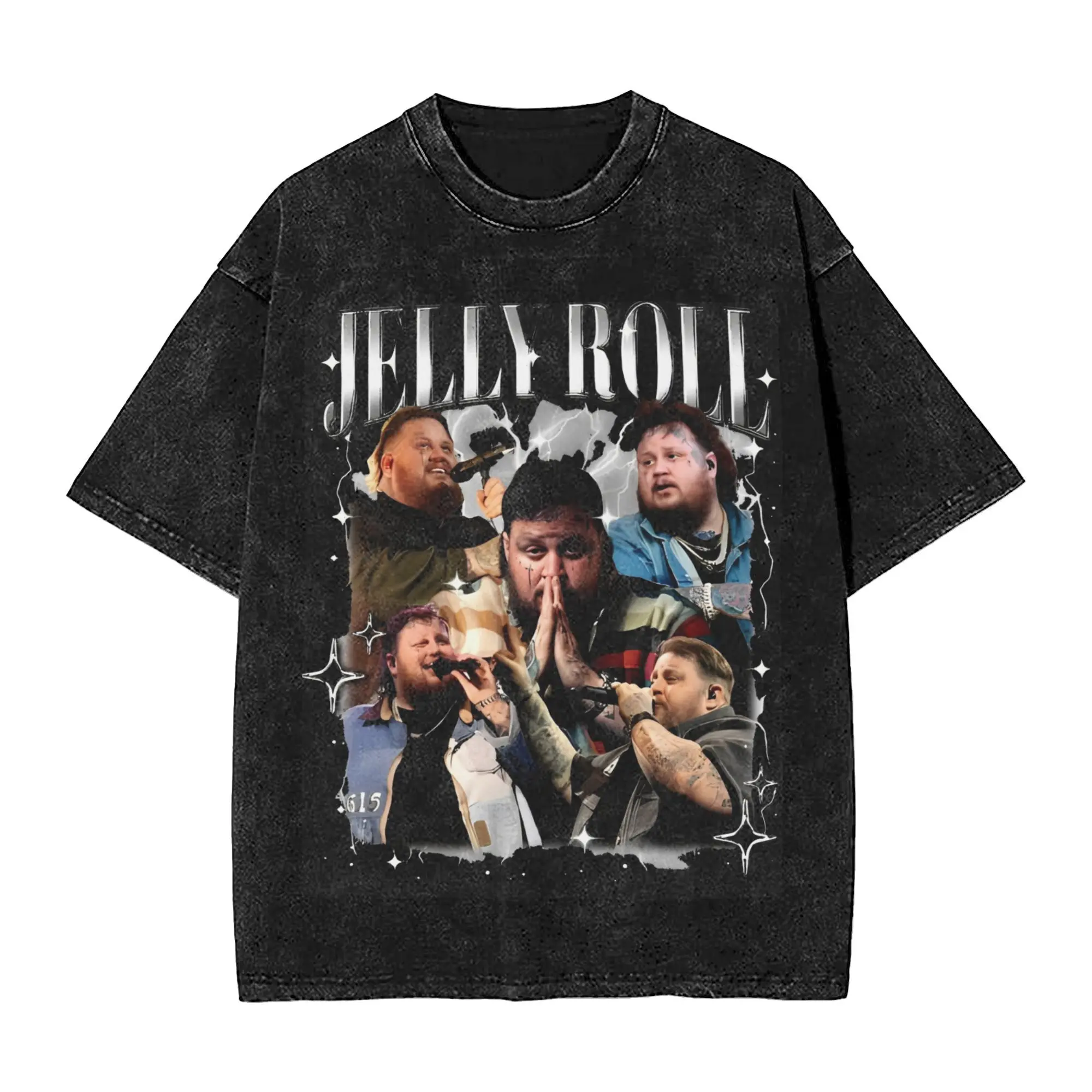 Jelly Roll Rapper Bootleg Washed T Shirt Vintage Streetwear for Men Women Hip Hop Hiphop T-Shirts 100% Cotton