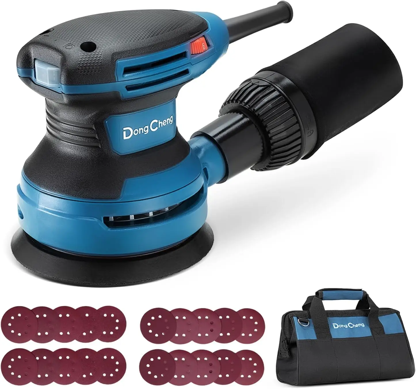 

5-Inch Random Orbital Sander, 3.2A Electric Palm Sander with 6 Speeds, Includes Sandpaper & Dust Bag for Woodworking