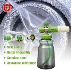 1pc Green Foam Cannon / 1000ml Transparent Bottle - Snow Foam Lance Kit, High Pressure Car Washer Accessory 1/4 Quick Connect