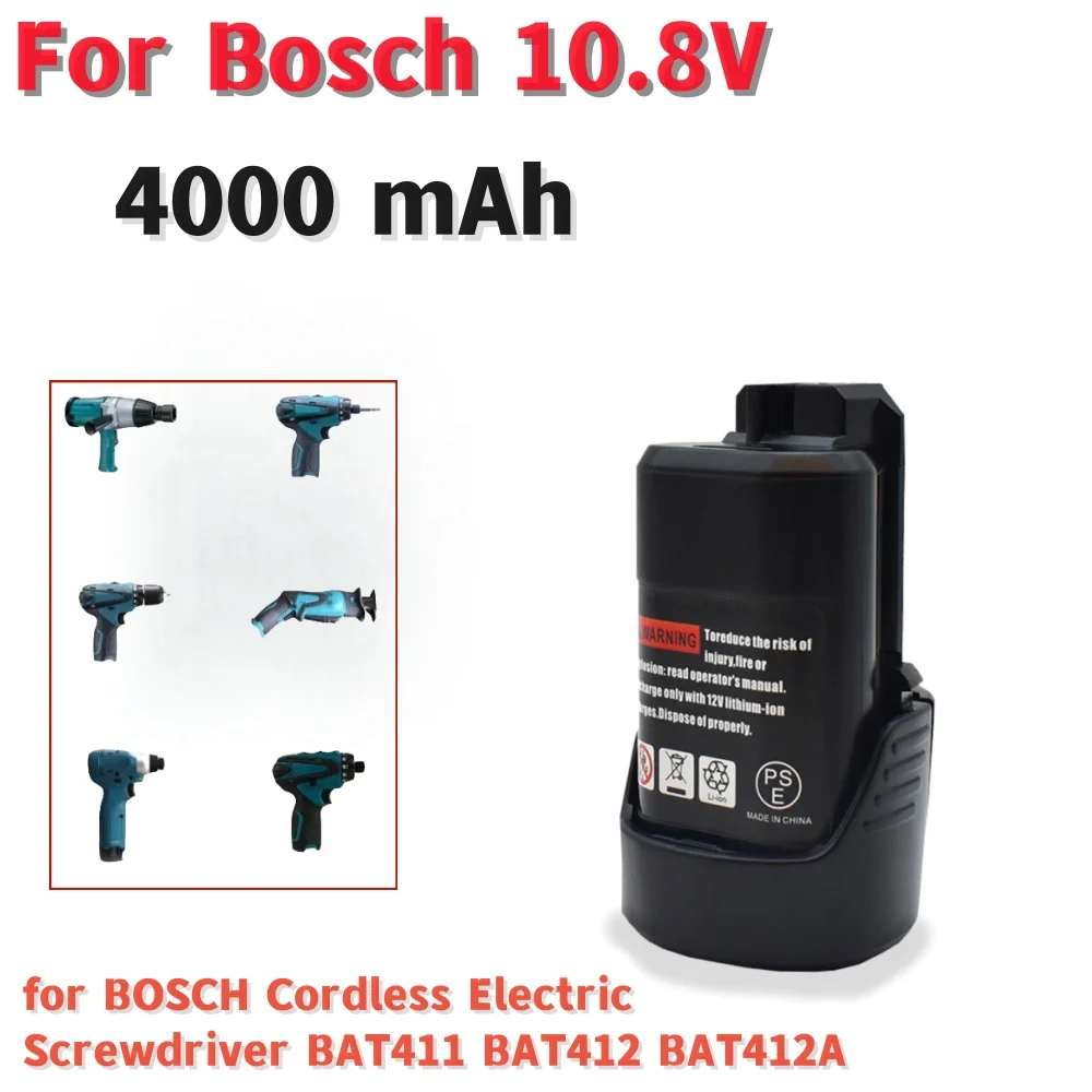 10.8V 4000mAh Li-ion Power Tools Battery for Bosch BAT411 BAT412A BAT413A D-70745 GOP 10.8 V,PS20-2, PS40-2 Rechargeable