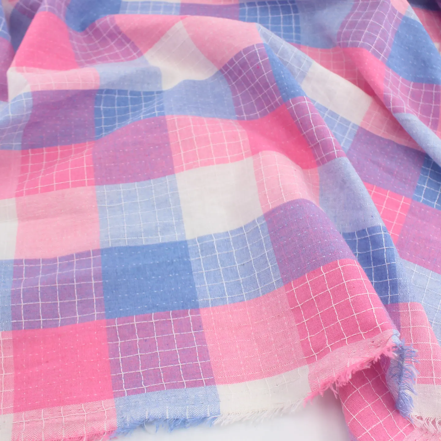 

140x50cm Vintage Retro Colorful Embroidery Pressed Line Plaid Imitation Linen Clothing Shorts Pillowcase Tablecloth Sewing Cloth