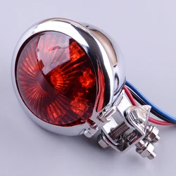 Motorcycle Round LED Rear Stop Brake Tail Light Lamp 12V Fit For Cafe Racer Bobber Chopper ATV Dirt Bike Custom Cruiser Buggy