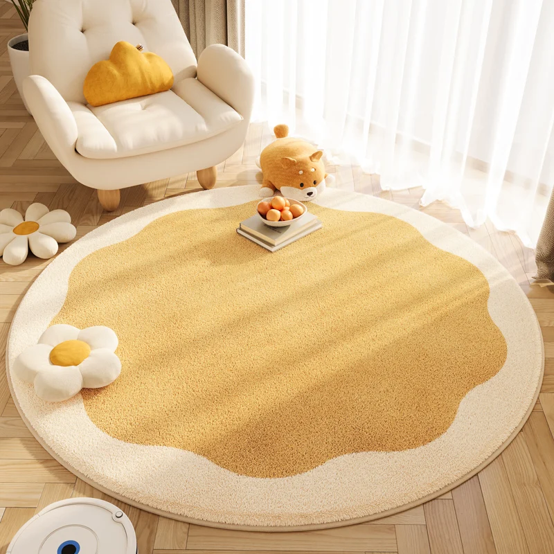 

VIKAMA 2025 New Style Ins Round Imitation Cashmere Carpet Sofa Cushion Balcony Bedroom Rocking Chair Makeup Chair Foot Mat