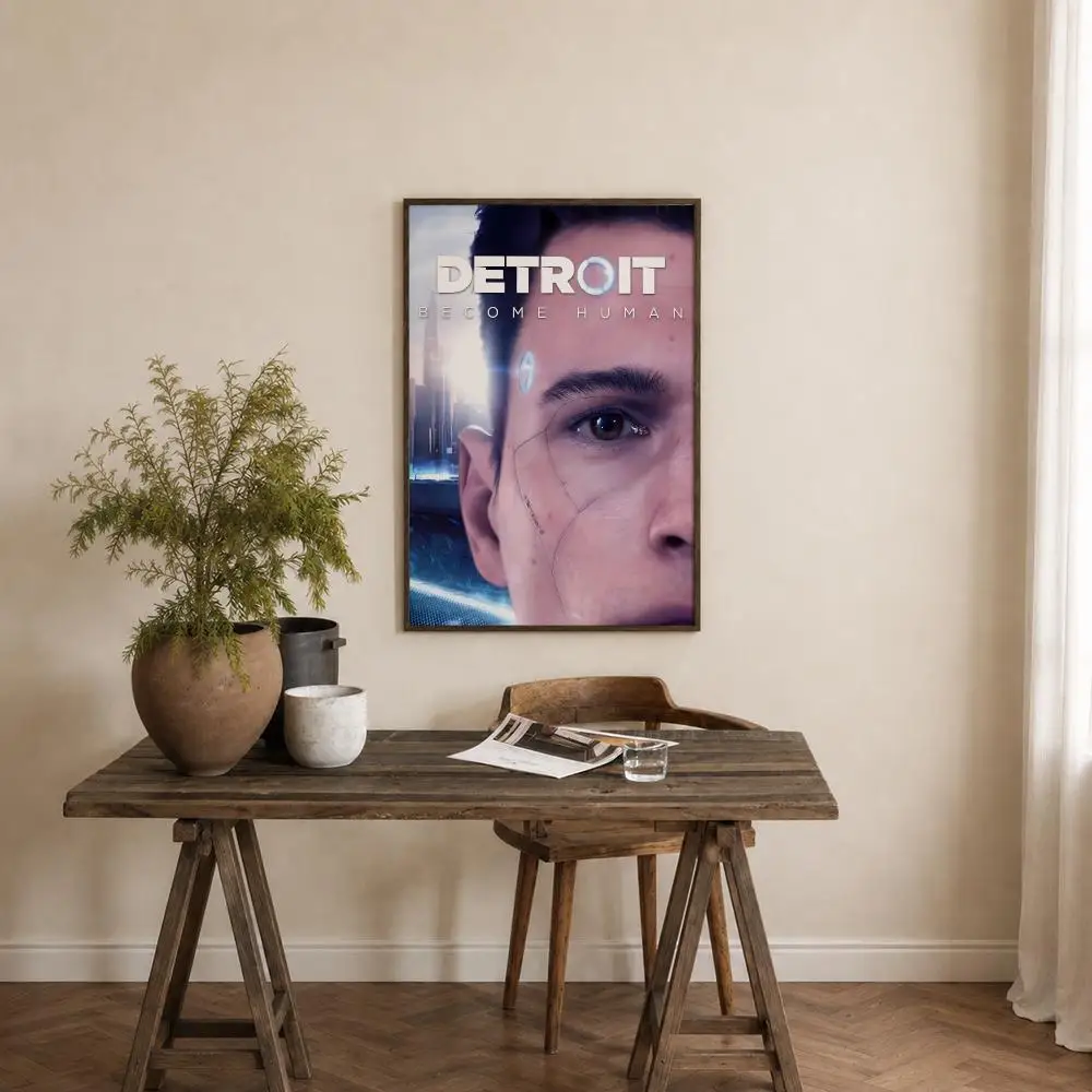 Game Detroit Become Human Poster Self‑Adhesive Waterproof PP Poster Coffee House Bar Wall Art Sticker Room Home Decor