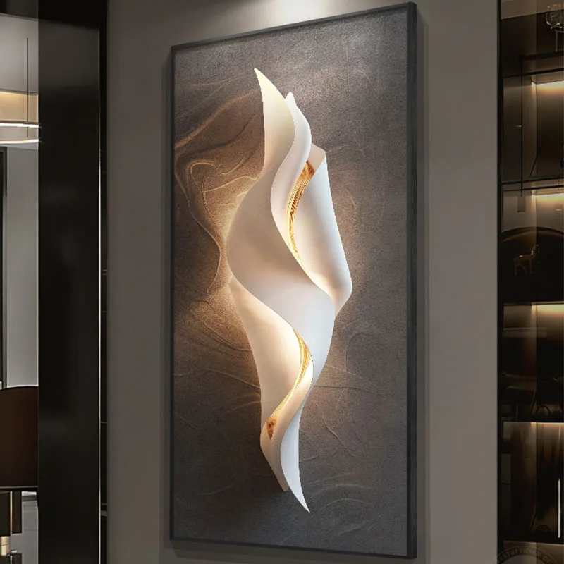 Light Luxury Entrance Door LED Painting Simple Modern Corridor Wall Painting At The End Of The Corridor  Abstract Mural Lamp