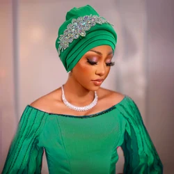 Diamonds Turban Cap for Women Fashion Head Wraps for African Women Nigeria Wedding Party Hat Auto Gele Headtie