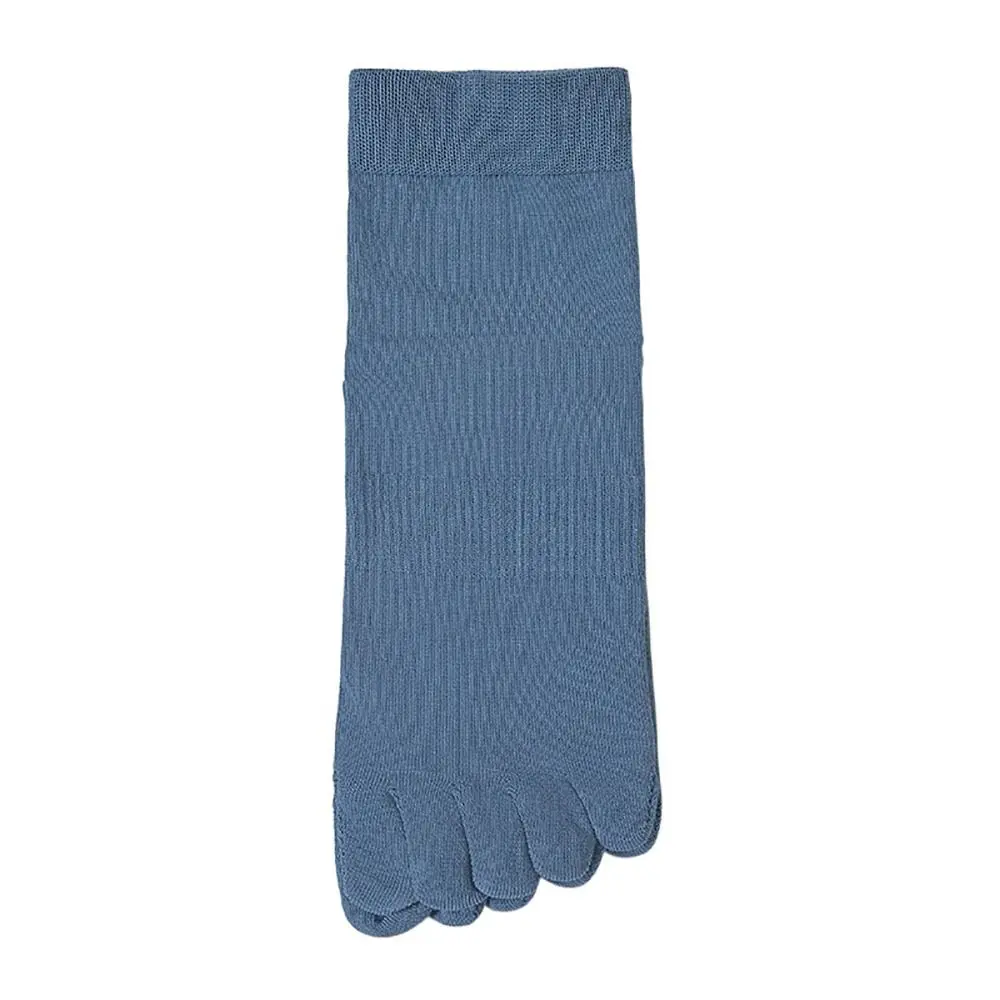 Soft Elastic Solid Color Sports Winter Autumn Middle Tube Socks Five Toe Socks Toe Socks Men's Socks