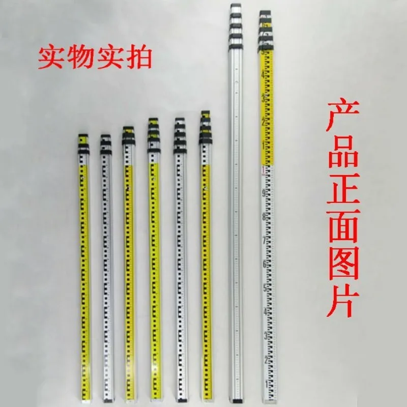 3M 5M 7M Thickened Aluminum Telescopic Leveling Staff, Double-sided Graduated Rod for Surveying & Level Instrument
