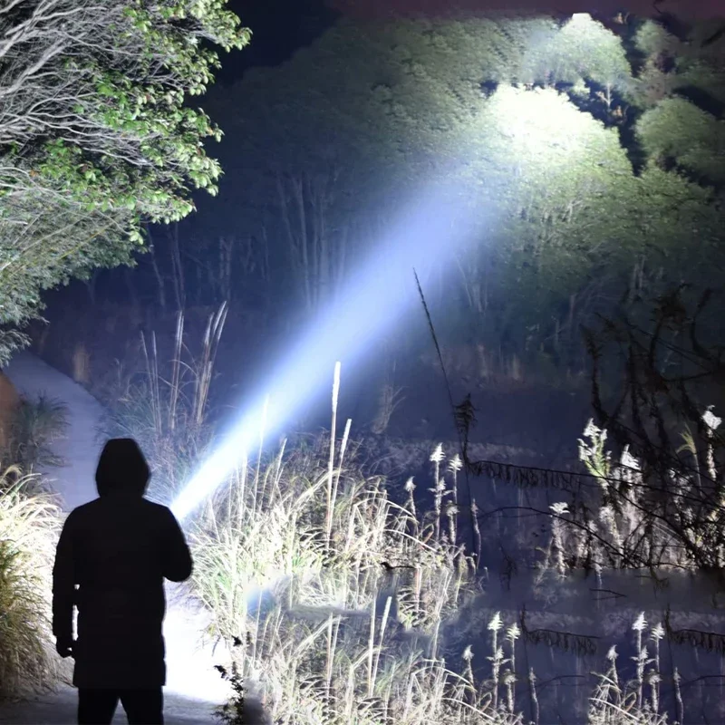 Portable Rechargeable Zoom LED Flashlight Tactical Waterproof Side Lights 3Lighting Modes Outdoor Camping Light Mini Flashlight