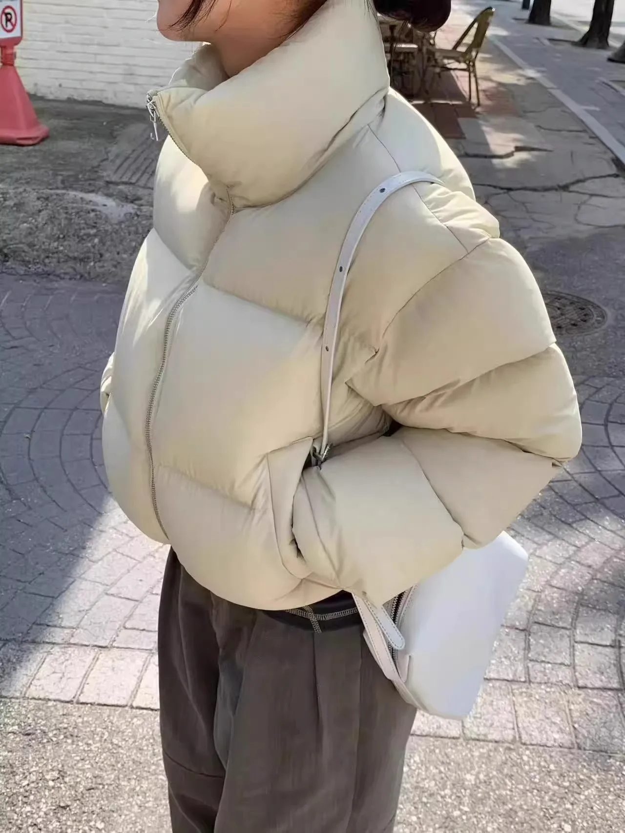 Women's ort Puffer Jaet Du down Quilted Coat Stand Collar Warmth Bread Sle Outerwear Korean Sle Loose Fit Long Sve