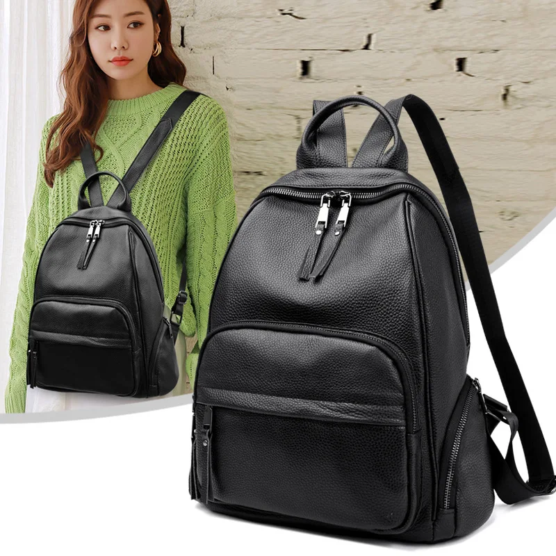 

new 2025 trendy and fashion genuine leather backpack for Women Soft cowhide large capacity travel and commuting women backpack