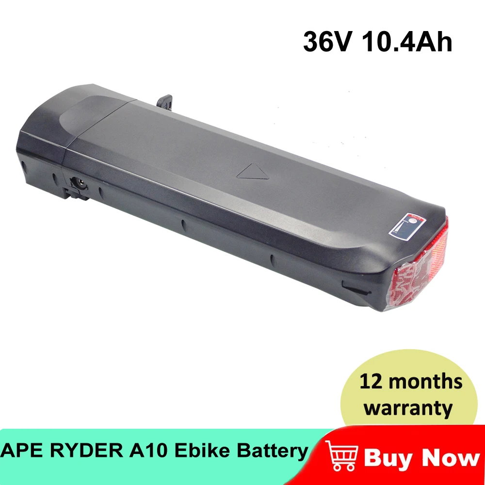 36V 10.4Ah 17.5ah for APE RYDER A10 UTILITY ELECTRIC BIKE 250W Motor 374.4WH Replacement City Bike Rear Rack Ebike Battery