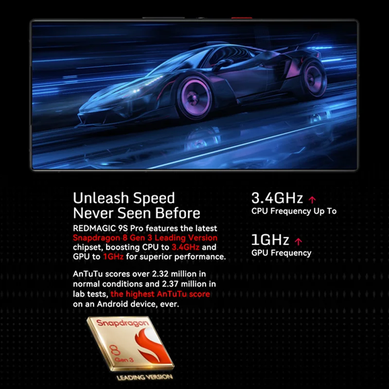 الإصدار العالمي RedMagic 9s Pro 5G هاتف الألعاب 6.8 "Snapdragon 8 Gen 3 الإصدار الرائد 80 واط شحن 6500 مللي أمبير 50 ميجابكسل كاميرا NFC