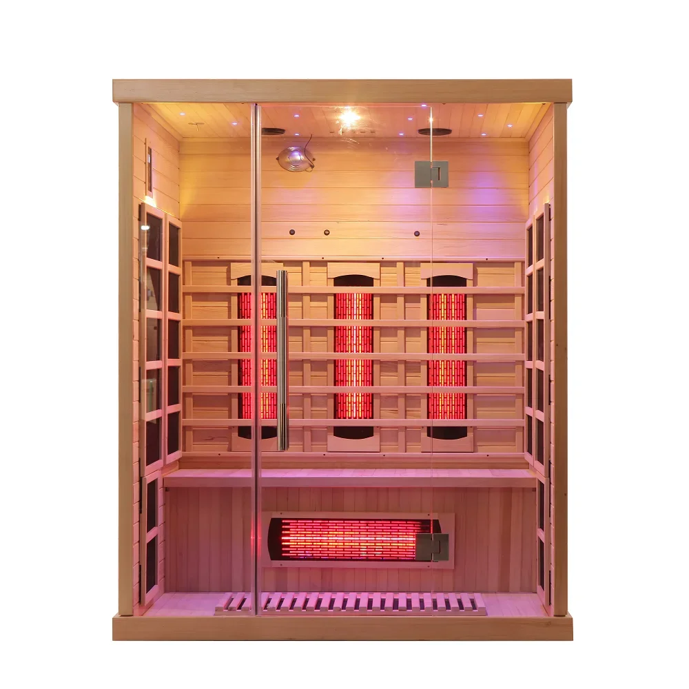 2024 Hot selling  person far-infrared sauna room  of hemlock cedar wood for indoor sauna