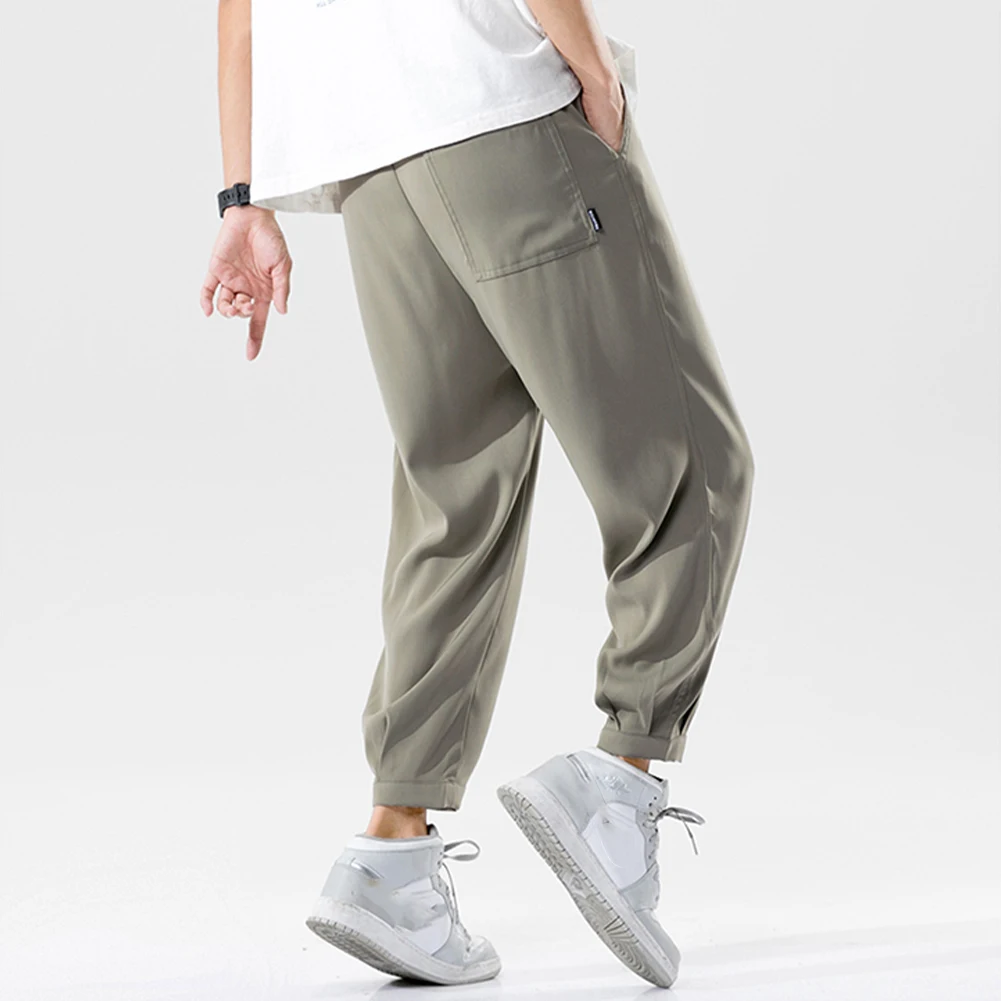 سراويل رياضية فضفاضة للرجال ، سراويل واسعة الساق ، أحادية اللون ، رفيعة ، على الطراز العرقي ، كاجوال ، مستقيم ، عصري ، صيفي