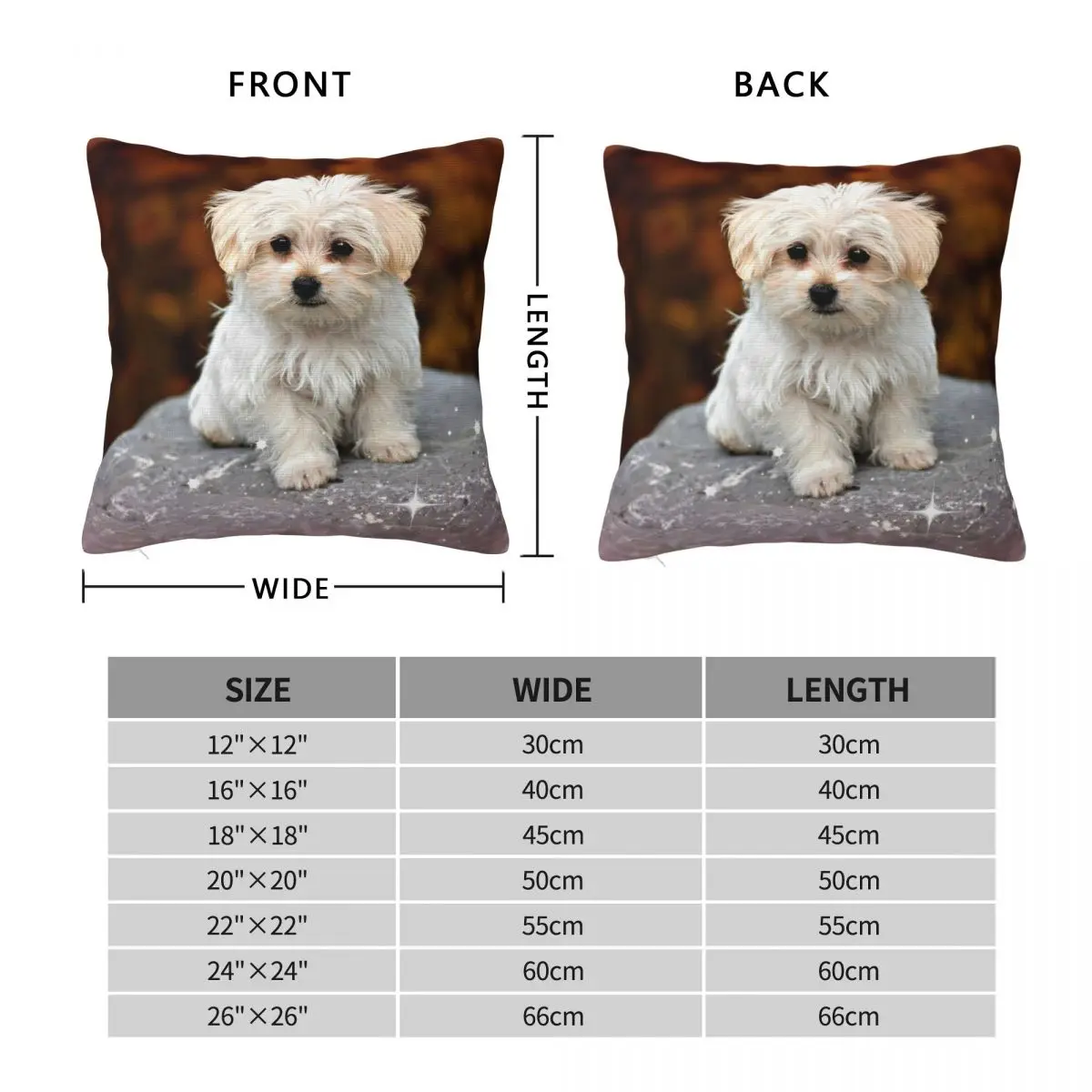 Maltese Puppy Adorable Square Pillowcase Polyester Linen Velvet Creative Zip Decor Throw Pillow Case Sofa Cushion Cover 45x45