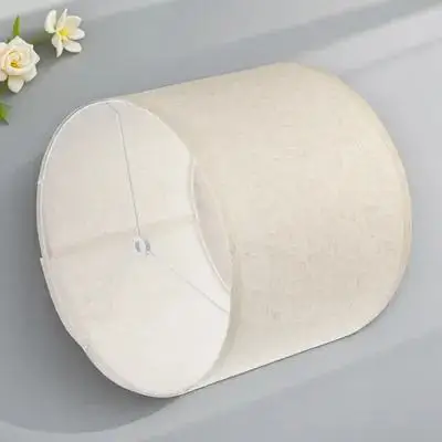 

Premium Linen Lampshade Round Replacement Table Lamp Shade Iron Frame Easy Installation Simple Lightweight Ceiling Light
