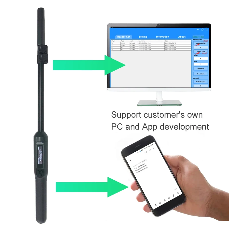 farm RFID scanner HDX FDX-B USB eartag stick scanner antenna animal identity goat cattle ear tag tracking stretchable reader images - 6