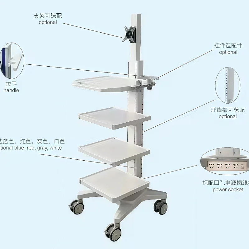 

Salon Furniture Professional Aesthetic Trolley Stainless Steel Rolling Cart Wheels Drawers Storage Makeup Eyelash Spa Equipment