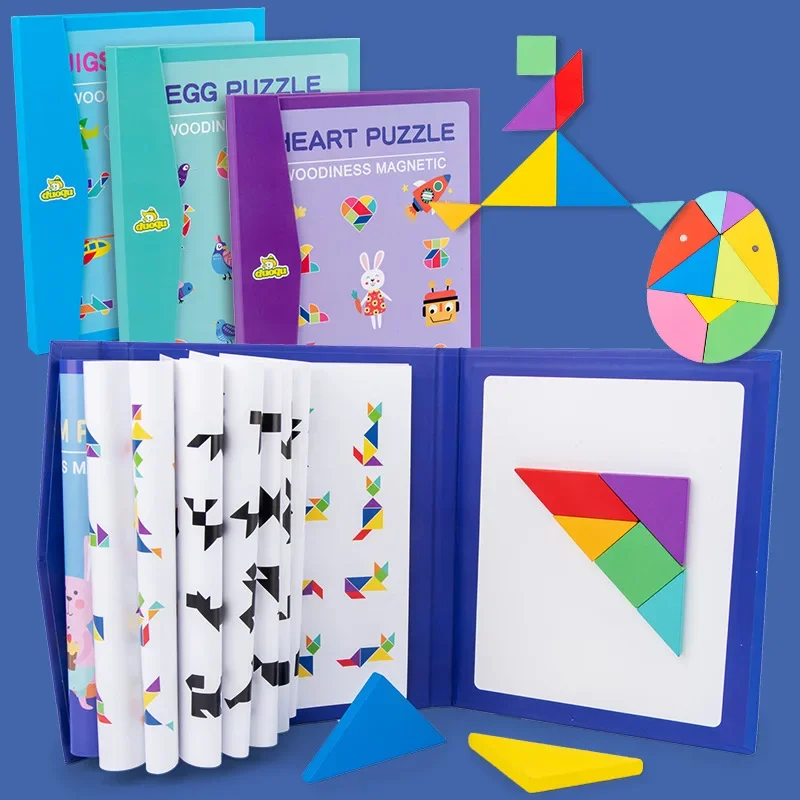  Toy Magnetic Jigsaw Puzzle Book Wooden Toys Shapes Board Early Educational Toys Development Puzzle Gifts for 
