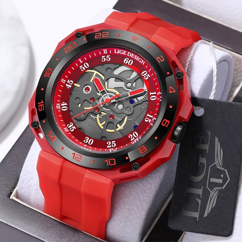 

LIGE Luxury Fashion Watch for Men Casual Sports Military Silicone Big Dial Quartz Man Wristwatch Waterproof Luminous Male Clocks