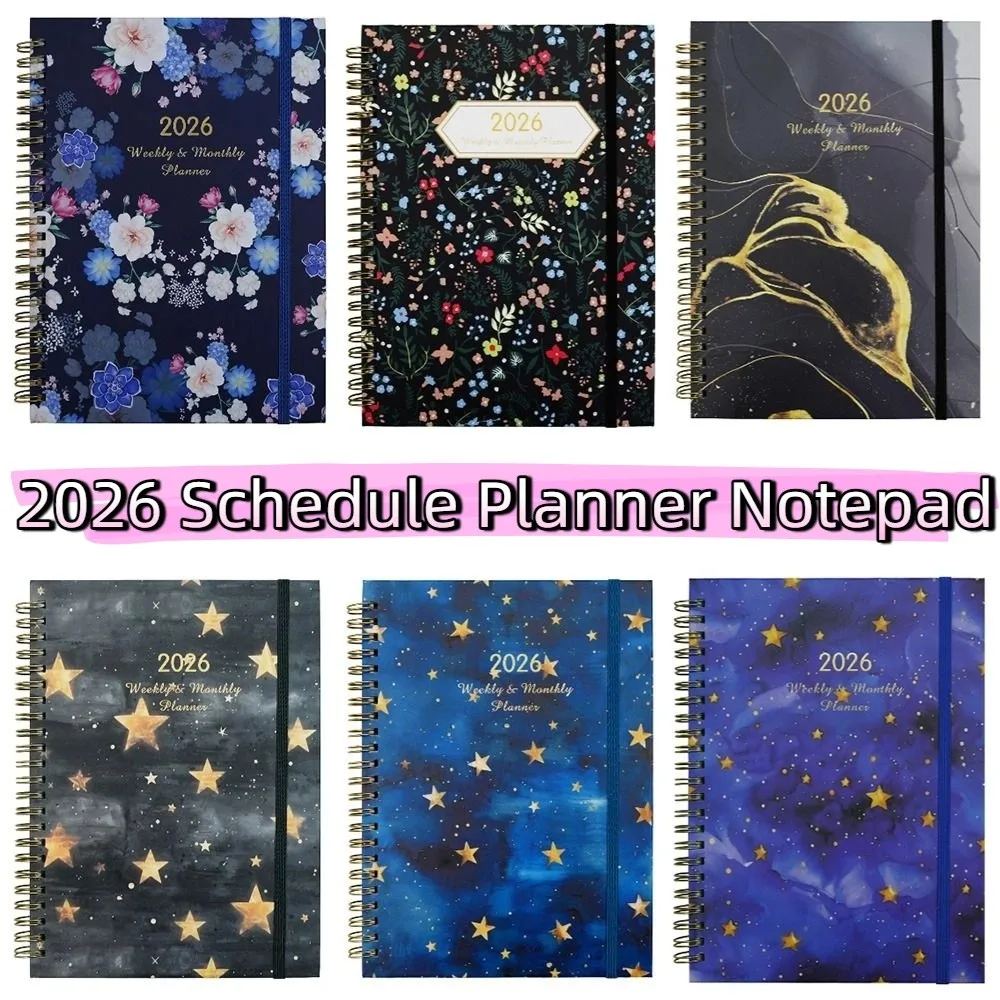 English 2026 Schedule Planner Notepad Wear-resistant 12 Months To-do List Notebook Portable Bookmark Diary Writing Pads