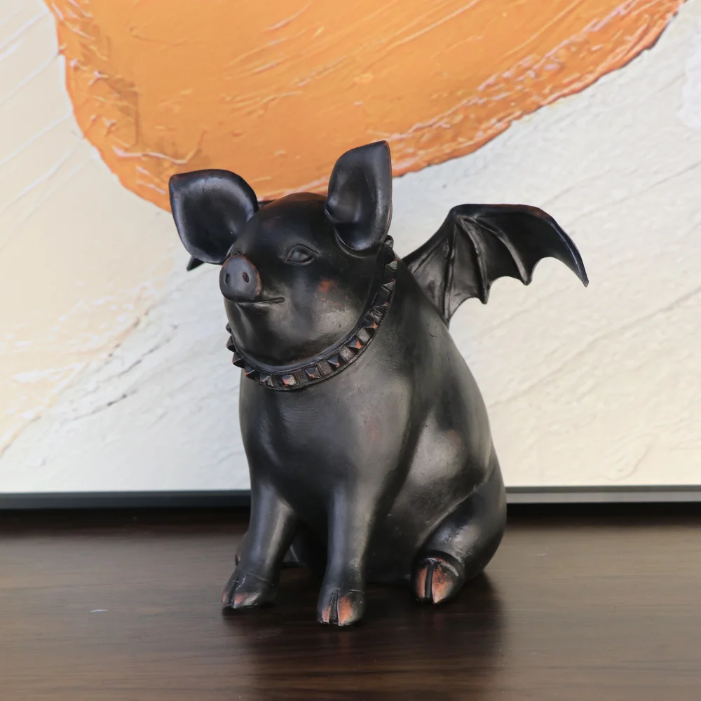 Halloween decorations Vintage Flying Pig Figurine Home Decor Accessories Living Room Desktop Animal Sculpture Magic Pig Statue