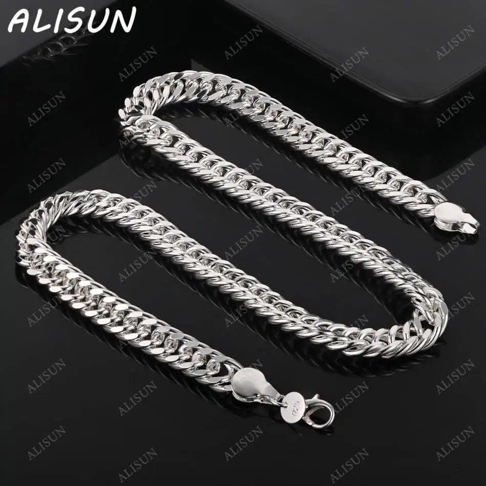 

ALISUN 925 Sterling Silver 50cm 10mm Chain Necklace For Women Men Charm Trend Birthday Gifts Fashion Party Fine Jewelry