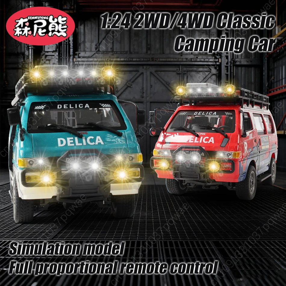 Sennixiong 1:24 controle remoto fora de estrada van rv carro clássico modelo 2wd/4wd velocidade deriva controlável farol veículo brinquedo presente