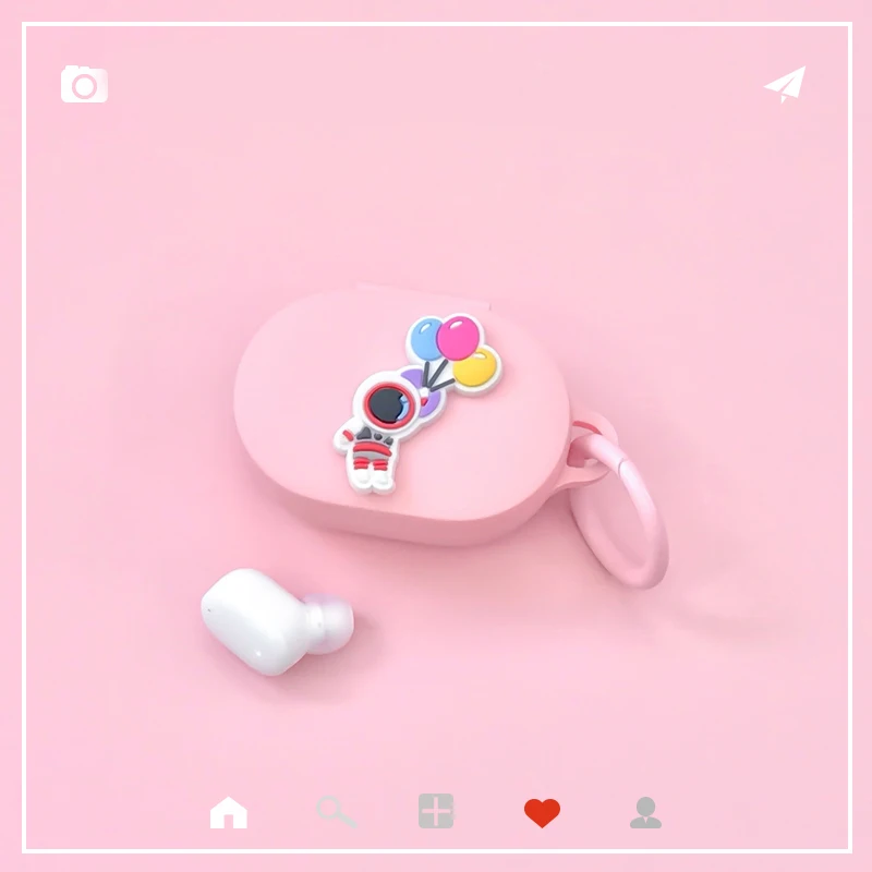 ل شاومي Mi صحيح سماعات لاسلكية الأساسية 2S حالة الكرتون سيليكون سماعة حماية غطاء مع قلادة اكسسوارات صندوق