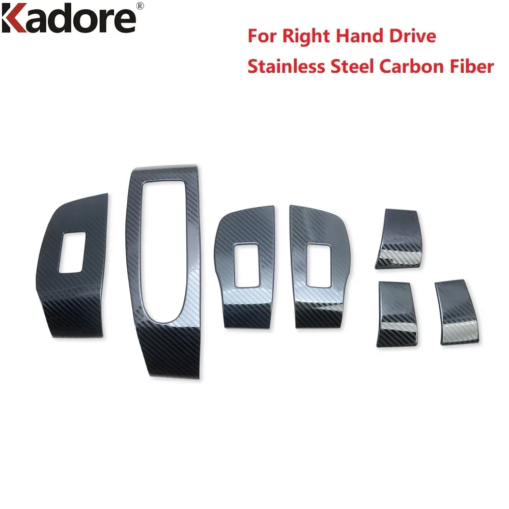 نافذة الباب الداخلي للسيارة رفع التبديل غطاء لوحة أزرار الكسوة لمازدا CX30 CX-30 2020-2023 2024 ألياف الكربون الداخلية اكسسوارات #4