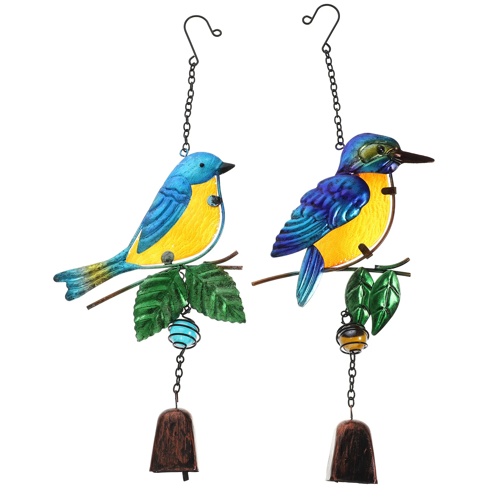 

Glass Painted Wind Chimes Hanging Ornament Bells Outdoor Garden Decor Metal Unique Shape Clear Colored Loud Sound Sturdy Hook