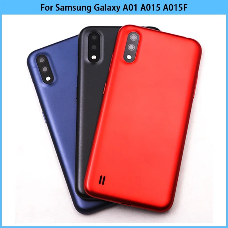 New For Samsung Galaxy A01 A015 A015F SM-A015F/DS Battery Back Cover Plastic Panel Rear Door A01 Housing Case Camera Lens Replac