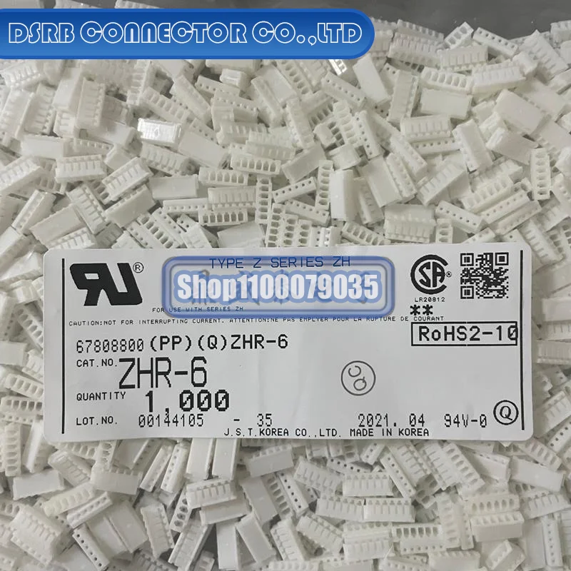 100pcs/lot ZHR-6 Plastic shell 6P 1.5MM legs width 100% New and Original