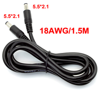 18AWG DC Power Plug 5.5 x 2.1mm Male To 5.5 x 2.1mm Male CCTV Adapter Connector Cable 12V 10A Power Extension Cords 1.5m