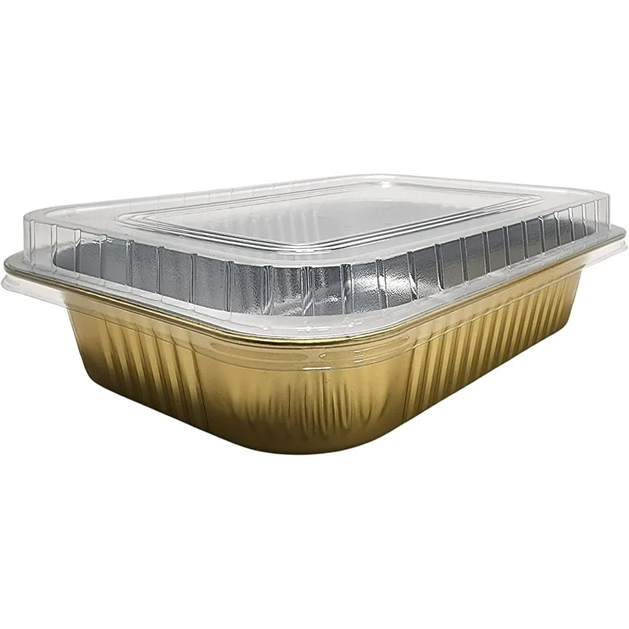 

Одноразовые алюминиевые цветные формы для выпечки Entree с антипригарным покрытием и крышкой, 8 x 5 дюймов, тяжелые прямоугольные алюминиевые формы для торта Perf