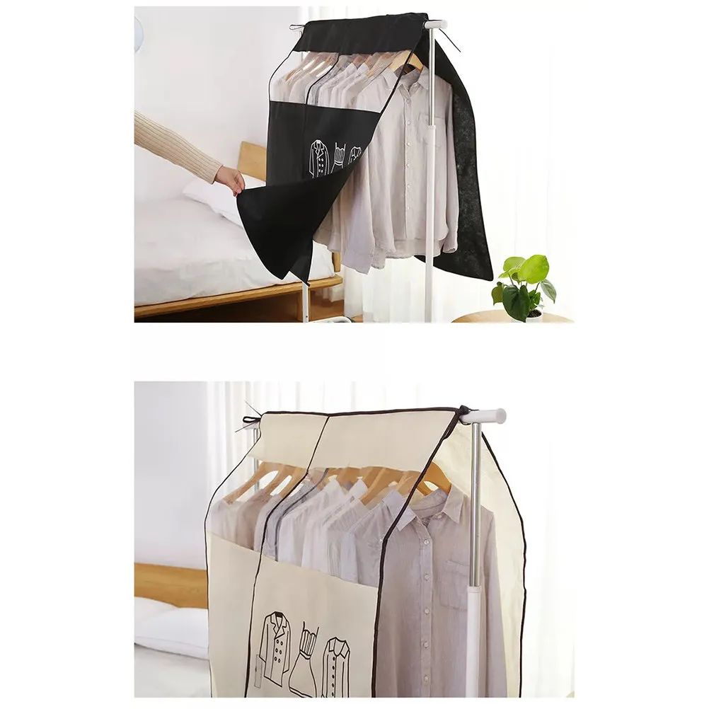 

Black Garment Bag Cover Non-Woven Fabric Water Resistant Clothes Storage for Suit Shirt Coat Garment Bag Cover