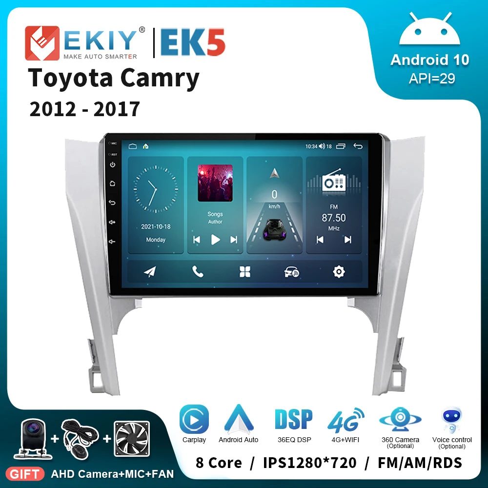 

EKIY EK5 2 Din 10" Car Radio For Toyota Camry 2012 - 2017 Bluetooth USB Music Video Player Carplay Stereo GPS Head Unit Sperkers