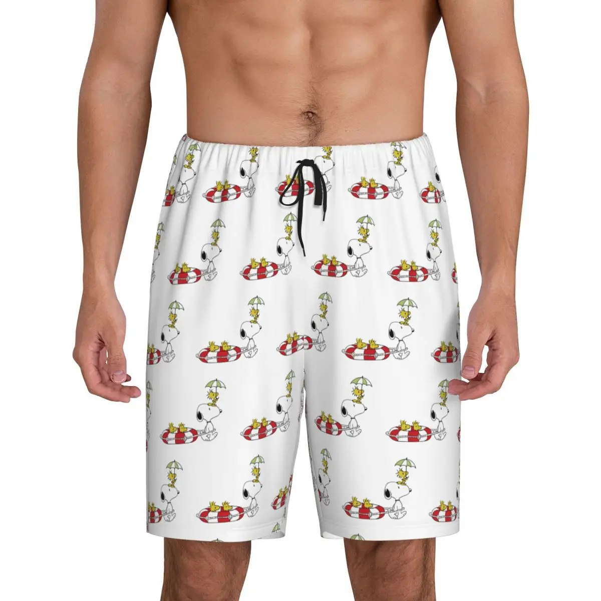 

Custom Print Men's Cartoon Snoopy Woodstock Anime Dog Pajama Bottoms Sleepwear Pjs Sleep Shorts with Pockets