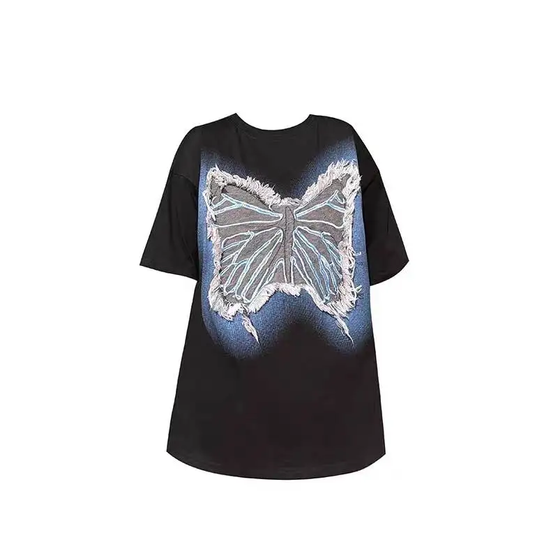 

Extra Large Size 200 Pou Women's ort Sve T-irt Casual Loose Street Sle Summer Thin Material Regular Length