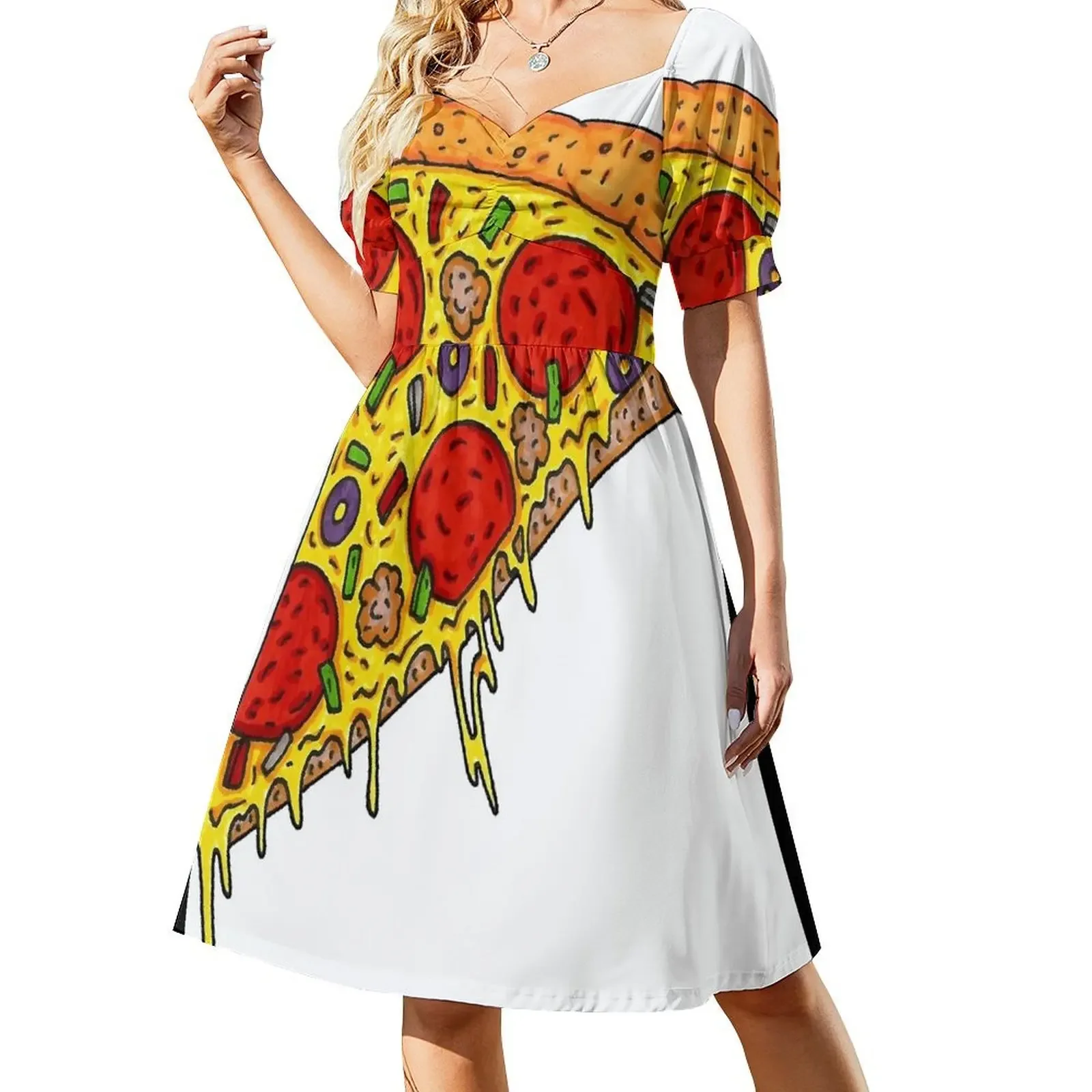 

Pizza Slice Short-Sleeved Dress summer clothes birthday dresses for women Women's summer skirt