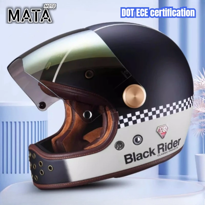 

DOT ECE Approval Full face Helmet Motocross Carbon Fiber Helmet BR50 Glassfiber Vintage Motorcycle Professional Retro Helmets