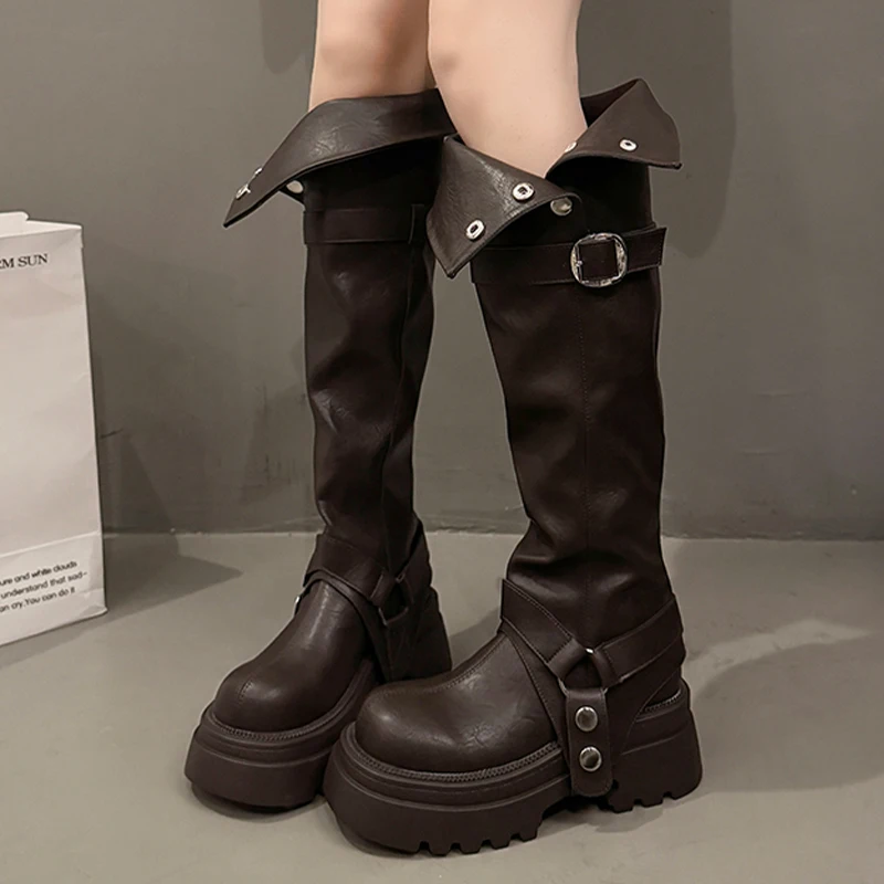 

High Boots for Women Flats Platform Designer Shoes Fashion Dress Winter Boots 2025 New Trend Sport Knee High Mujer Chelsea Boots