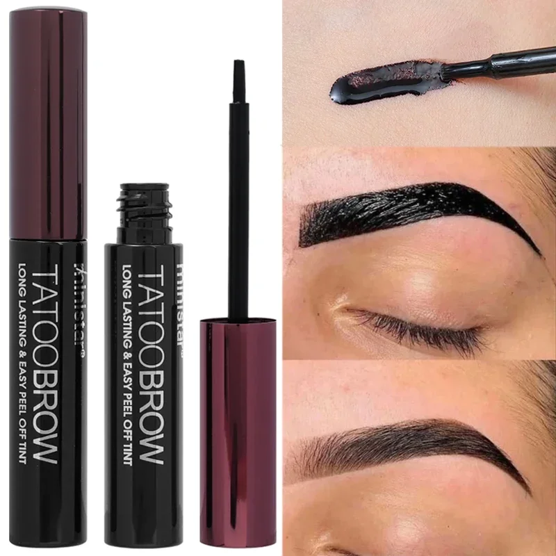 Waterproof Peel Off Dye Eyebrow Gel Makeup Semi-Permanent Lasting Black Brown Brow Tattoo Tint Sweatproof Tearing Eyebrow Cream