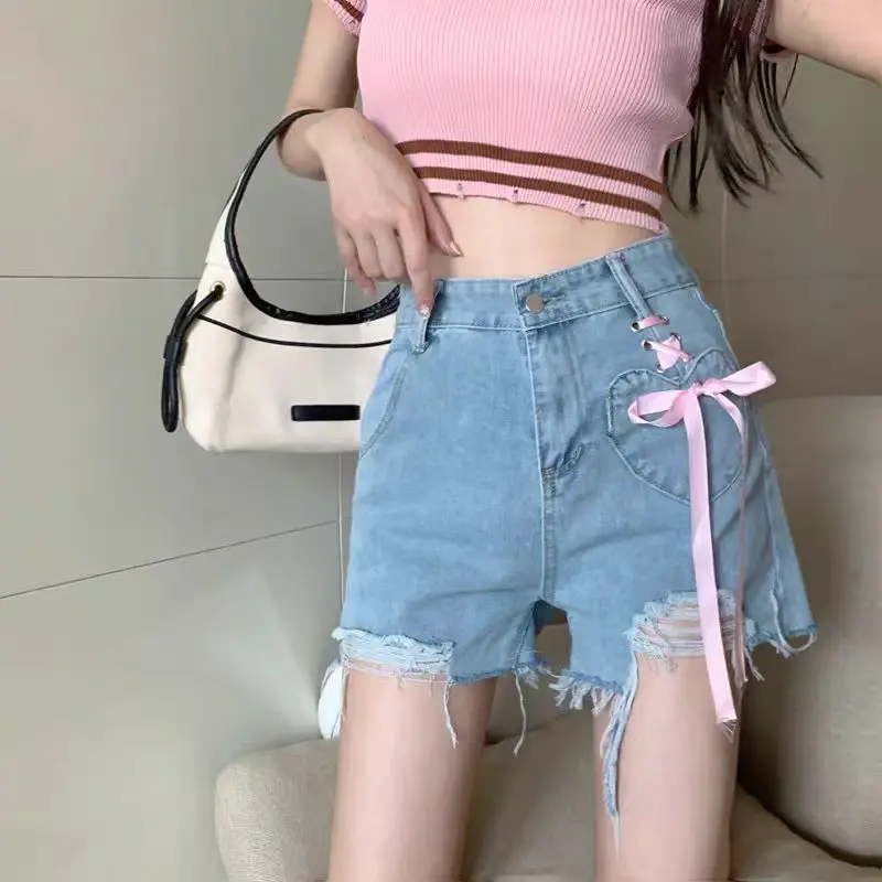 

Y2k Summer Casual Denim Pant Trousers Women Japanese Embroidery Cartoon Jeans 2025 Harajuku High Waist Wide Leg Pants Streetwear