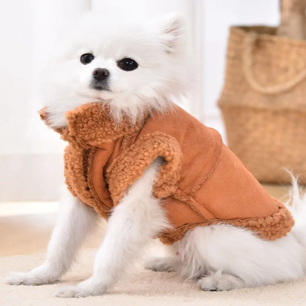 Coletes clássicos de inverno para cães, jaquetas quentes de lã para cães, roupas para cachorros de cor sólida