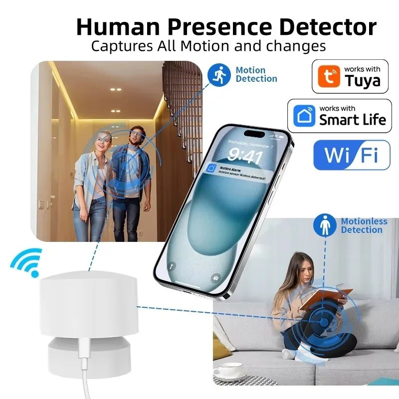 Tuya WiFi/Zigbee PIR Motion Sensor Human Body Detector App การตรวจสอบระยะไกลการเชื่อมโยงอัจฉริยะ Home Automation Alarm ระบบความปลอดภัย