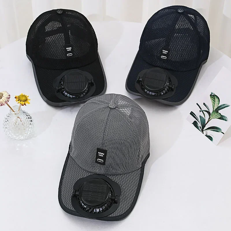 Summer solar charging with fan hat for men and women breathable mesh sun protection outdoor sunshade duck tongue hat